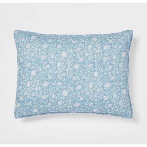 Threshold Blue Floral Quilted Pillow Shams (2)